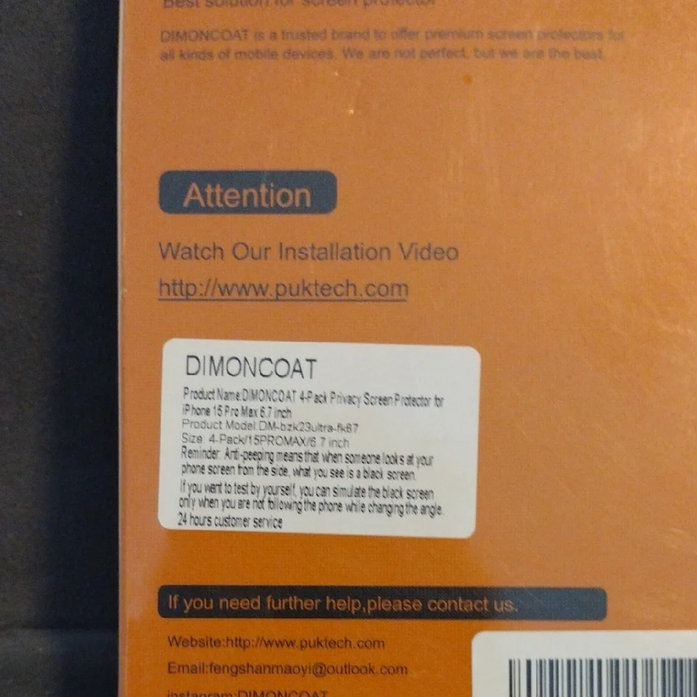 Dimoncoat 4 Pack Privacy Screen Protector iPhone 15 Pro Max